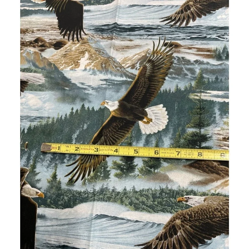 Eagles Soaring Along the Shore Print Pure Cotton Fabric 42